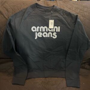 ARMANI JEANS - Logo Sweatshirt - Navy - French Terry - XXL - New w Tags